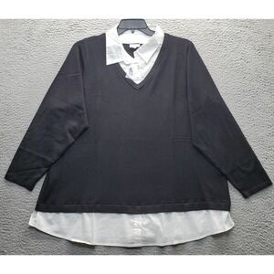 Avenue Twofer Sweater Women 22/24 Multi Oversized Stretch Tight Knit Long Sleeve